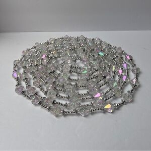 Elegant Silver and Iridescent Beaded Garland ~12 feet